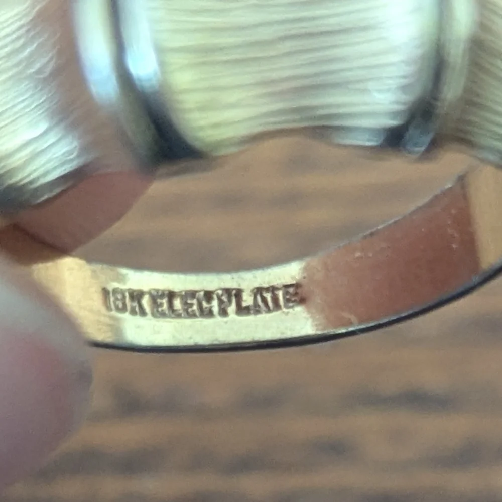 Chunky Ring 18K‎ Gold Plated 50's 60's Vintage Boho Asian Bamboo Unisex Estate
